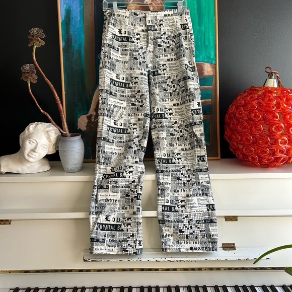 Urban Outfitters Black and White Graphic Flare Pants - Picture 1 of 15